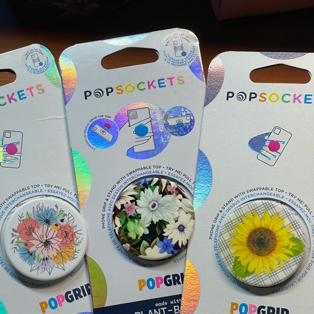 PopSocket PopGrip Floral Phone Grip — White, Green, Yellow, Pink, Purple, Blue